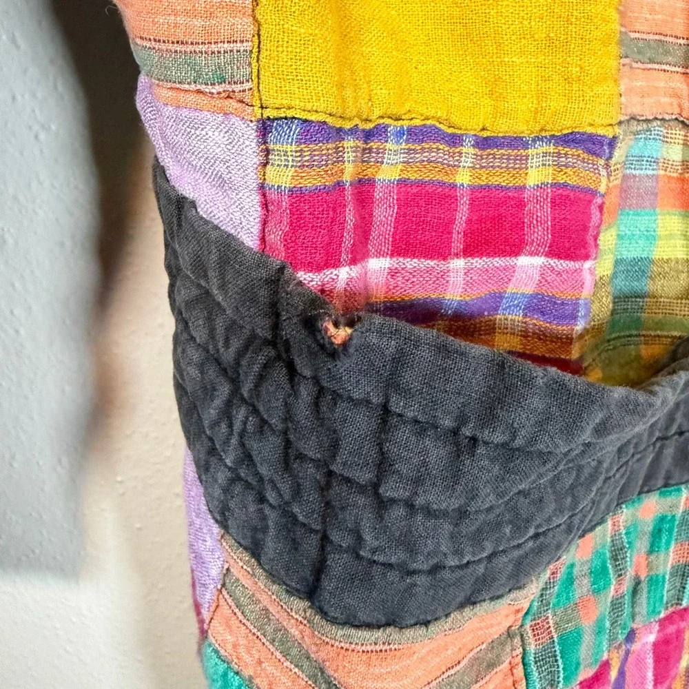 OSY Vintage Patchwork Quilted Jacket Womens Medium Multi Color Plaid‎ Boho Coat